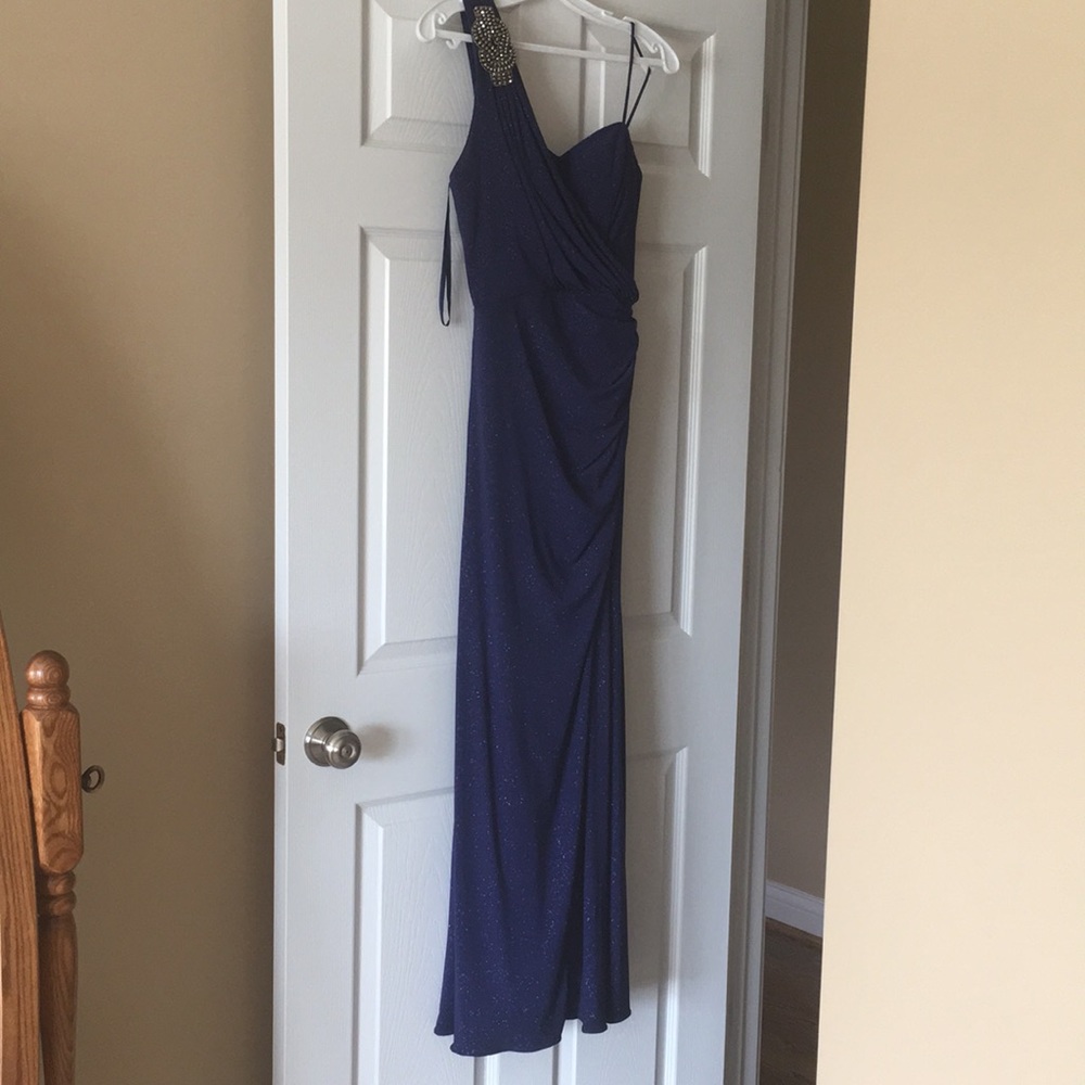 Royal blue evening gown. Mother of bride dress